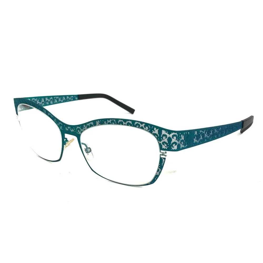 J.F. Rey Eyeglasses Frames JF2559 2222 Blue Turquoise Fleur De Lis 53-16-132